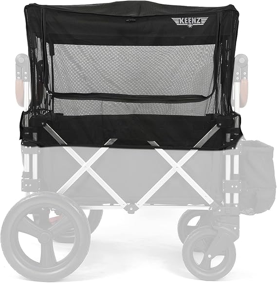 Keenz Folding Collapsible Mosquito Netting Sun Shade Protection Cover Accessory with Zippered Opening for the 7S 4 Passenger Wagon, Black (Net Only)