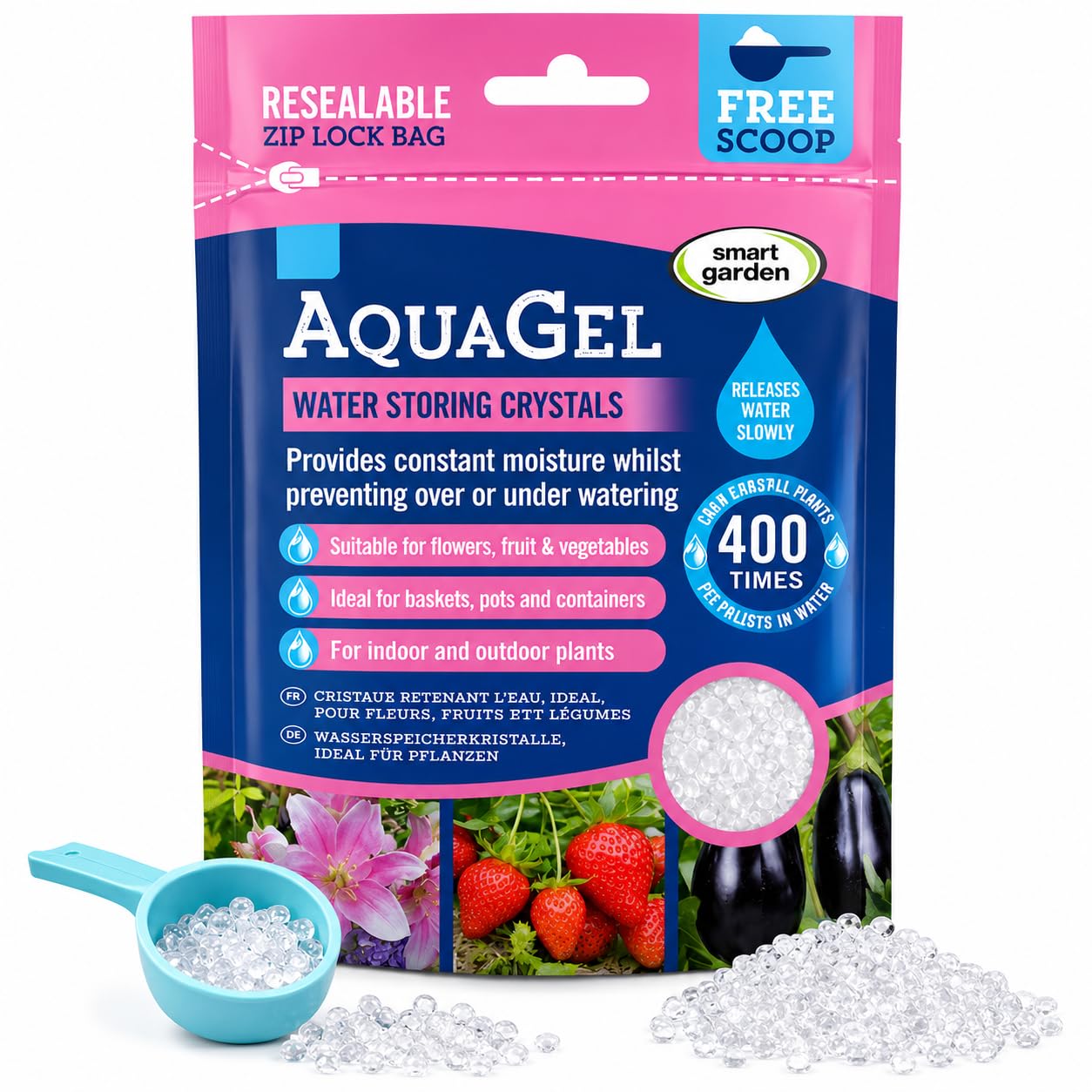 Garden Mile Aqua Gel 800g - Water Storing Crystals, Moisture Retaining Granules for Compost & Outdoor Planters, Water Saving Gel for Plant Pots, Keeps Soil Hydrated Longer
