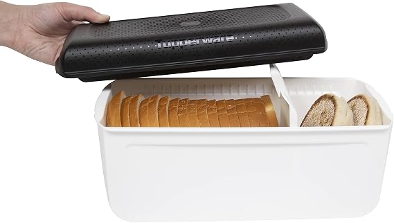 Tupperware Bread Saver - Storage Container & Bread Box, CondensControl Moisture Control Technology, Keeps Bread, Pastries, Bagels & More Fresher Longer - 12.63" x 6.5" x 6"