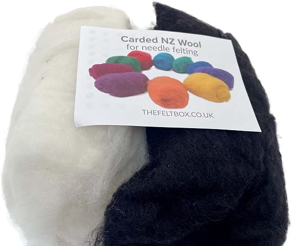 Black & White Carded Wool Needle & Wet Felting 100g Pack – Felt Box