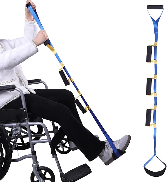 Leg Lifter, Long Leg Lifter Strap with 4 Sponge Handles & Wide Foot Pad, Leg Lifter Help Getting Out of Bed, Wheelchair, Car for Elderly, Knee or Hip Surgery Recovery