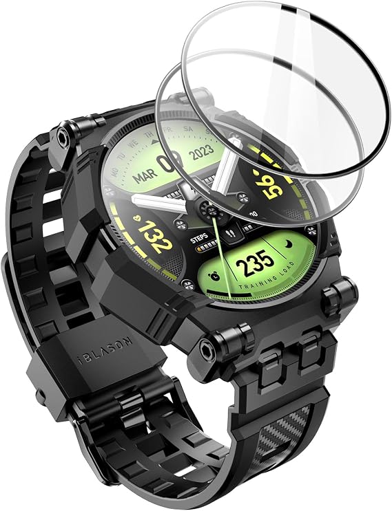 i-Blason for Samsung Galaxy Watch 6/5/4Band 44mm, 2 Screen Protector, Black