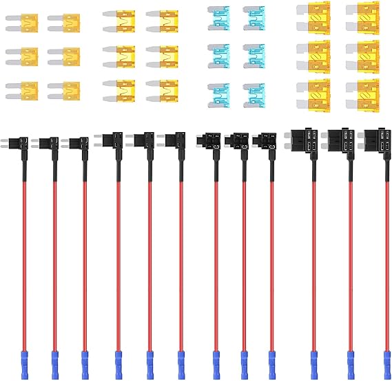 36pcs Car Fuse Tap Set, 4 Types 12V Piggy Back Fuses