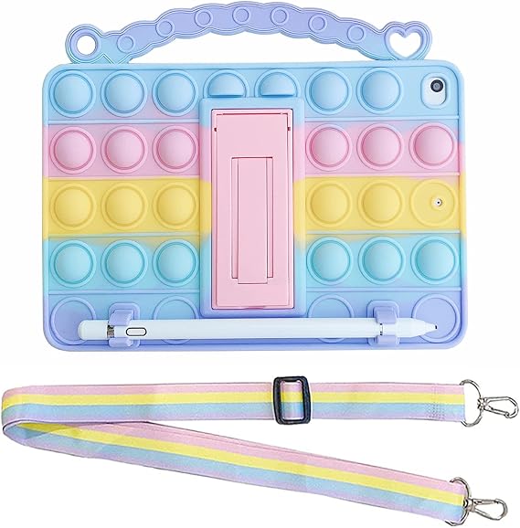 XZC Push Pop Fidget Case for iPad 2/3/4 9.7inch Soft Silicone Shockproof Tablet Cover with Pencil Holder Hand Strap Carrying Strap Kickstand (iPad 2/3/4 9.7inch)