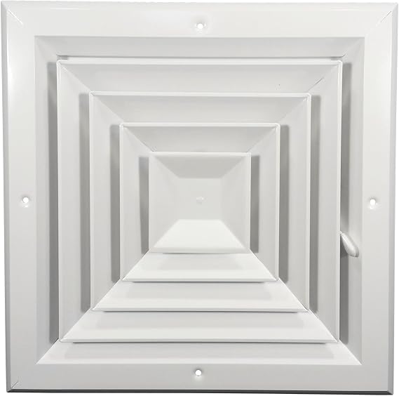 Hart & Cooley A504MS Series - 10" x 10" White Square Ceiling or Sidewall Diffuser (for 10" x 10" Hole)