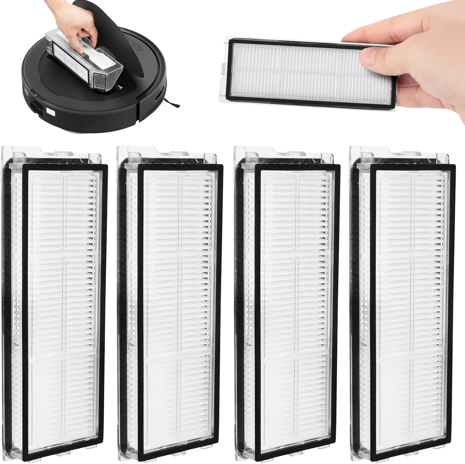4 pieces Hepa filter Roborock for Qrevo SQrevo PlusQrevo CurvQrevo ProQrevo MaxVQrevo, robot vacuum cleaner filter accessory kit