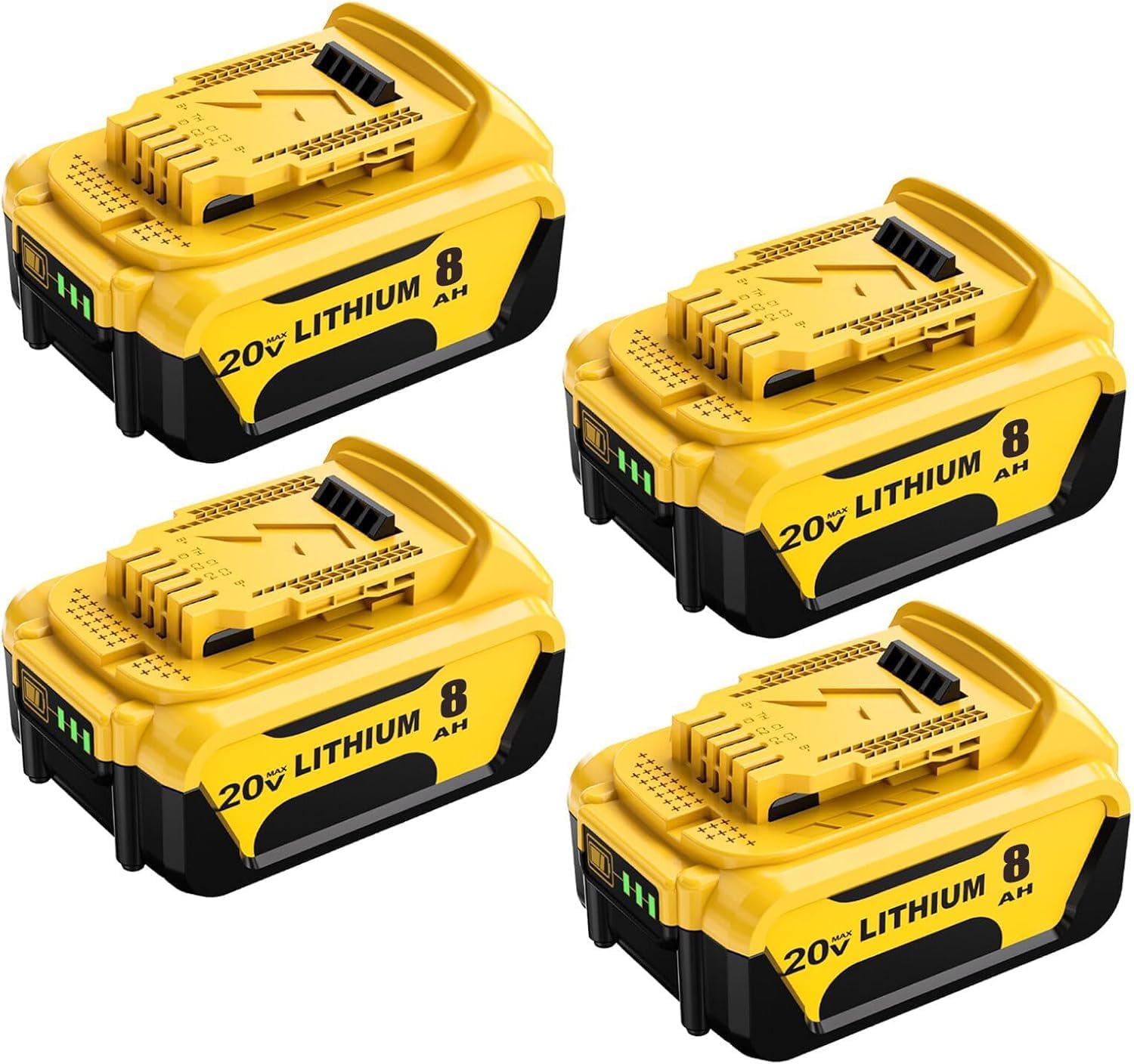 4Packs 8.0Ah Lithium Replacement Battery for Dewalt Compatible with Dewalt 20V Max Battery and 20 Volt Cordless Power Tools