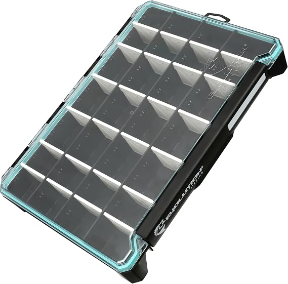 Evolution Fishing BallistiX 3.7 Tackle Tray - Waterproof, Anti-Corrosion, Single Latch, Clear Polycarbonate Lid, Lure Box, Tackle Storage Box, Removable Dividers