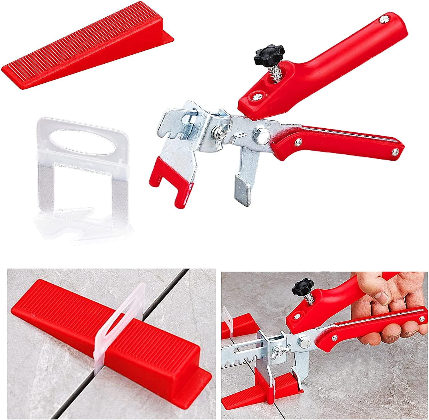 Tile Leveling System 18 with Tile Plier, 600 Piece Tile Spacers Clips 18 inch and 200 Piece Reusable Wedges Tile Tools Kit for Kitchen Bathroom Floor Shower Tile Installation