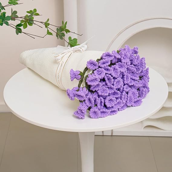 Longhui bedding Hand Crochet Lily of the Valley Blanket, 60 Floral Throw Afghan, Delicate Gift Symbolizing Happiness for Women, Her, Mom - Perfect for Mothers Day & Weddings