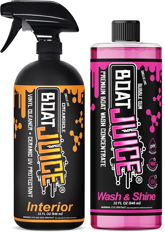 Boat Juice Interior Boat Cleaner and Boat Wash & Shine - Boat Seat Vinyl Cleaner & Protectant, Boat Wash Soap, Boat Soap Marine