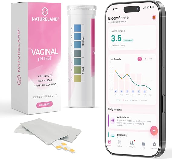 NATURELAND Vaginal pH Test Strips, BV and Yeast Infection Test, 40 Count