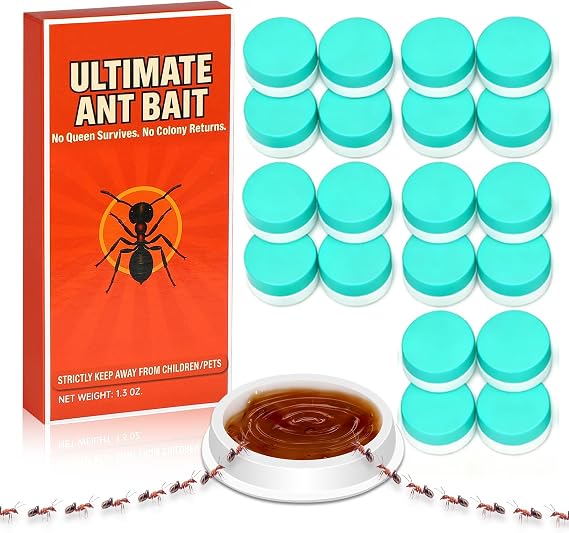 20 Pack Ant Repellent Gel Bait - Indoor Outdoor Ant Bait Stations, Advanced Gel Formula Eliminates Sugar, Carpenter & Fire Ants, Long-Lasting Colony Control, for Kitchens, Gardens & Baseboards