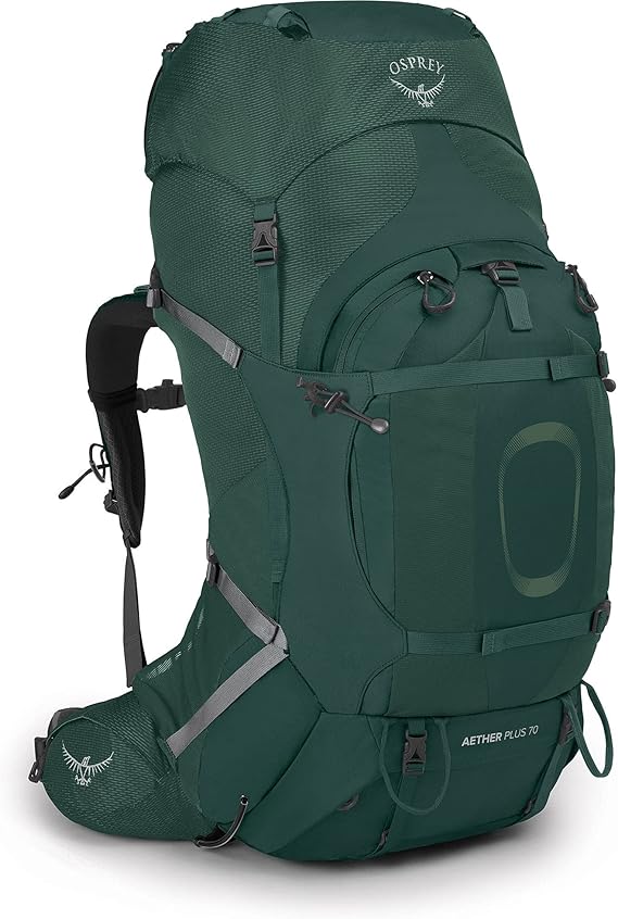 Osprey Aether Plus 70L Men's Backpacking Backpack, Green L-XL