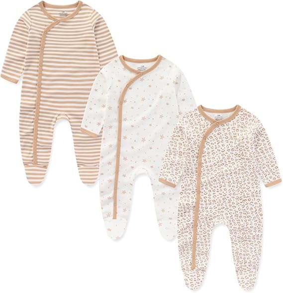 Baby Girls Boys Long Sleeve Printed Bodysuit Infant Foot Jumper Cotton One-Piece Romper 0-12 Months