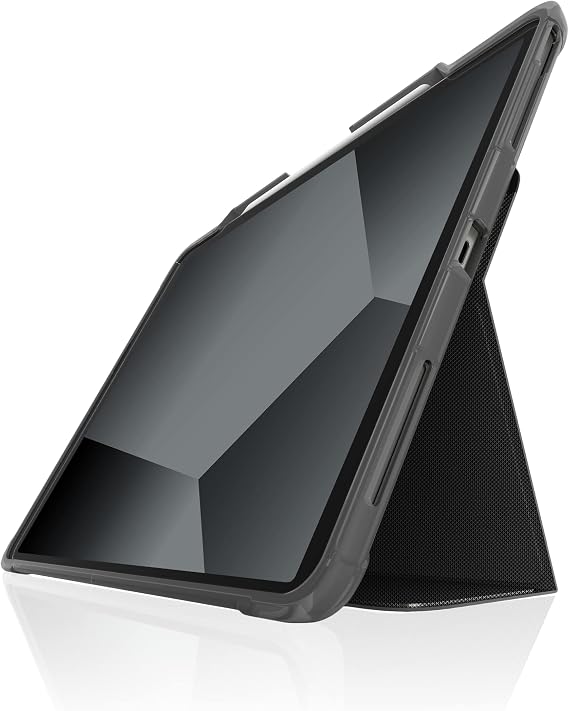 STM Dux Plus for iPad Pro 12.9" (3rd-6th Gen): Ultra Protective, Lightweight with Clear Back, Apple Pencil Holder, Battery Saving On/Off Cover - Black