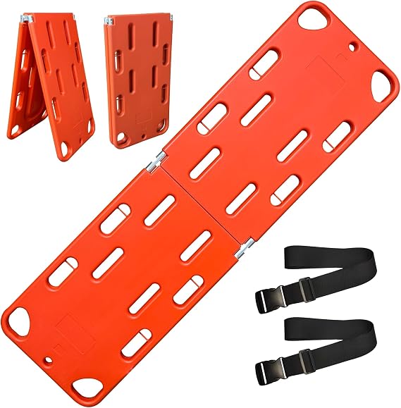 Water Floating Stretcher PE 2-Fold, Emergency Rescue Spine Board with Seat Belt, First Responder Life Board, Heavy Duty 353lbs Capacity, Ideal for Water Rescue & Emergency Response