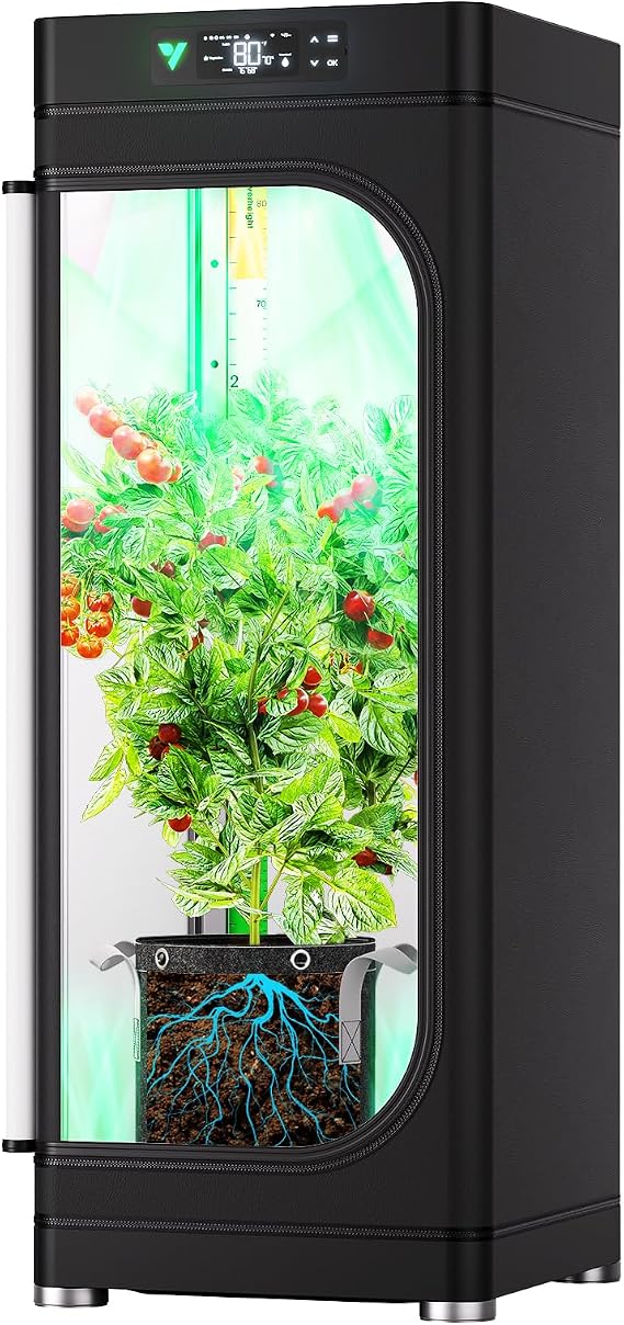 VGrow All-in-One Smart Grow Box, Professional System with Samsung LM301H EVO Grow Light, Advanced Circulation & Ventilation System, Irrigation, Nutrient, Magnetic Window for Indoor Hydroponics