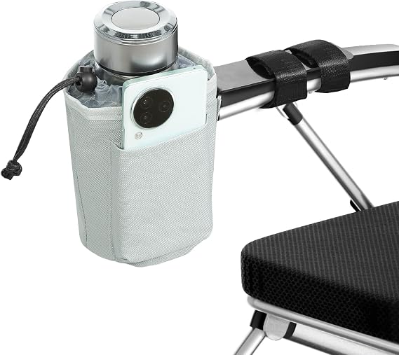 TYYIHUA Cup & Phone Holder for Electric Wheelchair, Extra Large, Gray