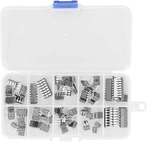 Hilitand 170Pcs IC Assortment Kit Integrated Circuit Chip 10 Specifications Integrated Circuit IC Chips with Storage Box for Home Circuit Work