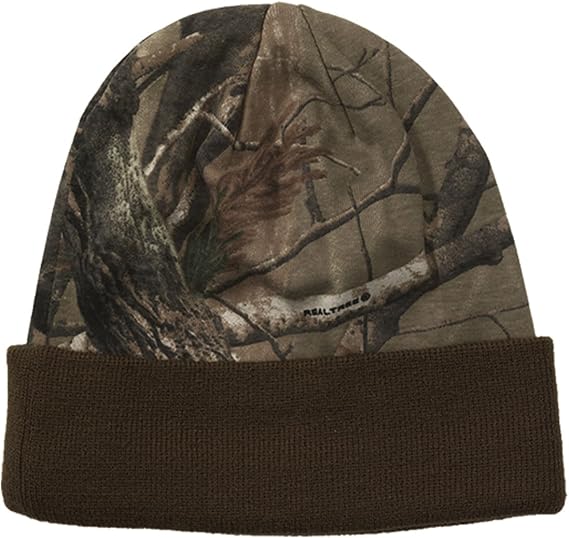 Realtree Licensed Camo Knit Cuff Beanie Brown