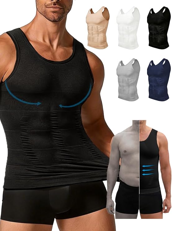 Men's Compression Tank Top – Chest Slimming Undershirt for Upper Body Shaping, Fitted Gym Vest with Muscle Support, Seamless Tight Shapewear