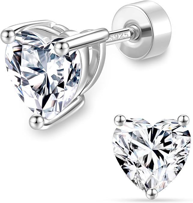 MOOSEA Moissanite Flat Back Earrings, 0.2-2ct Lab Created Moissanite
