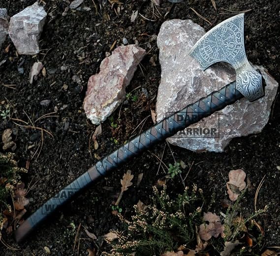 Dark Warrior |Etched Viking Axe | Fenrir Axe | Mythology Axe | Hand Forged Axe | Handmade Axe | Axe Gift | Collectible Axe | Axe Decor | Decorative Axe