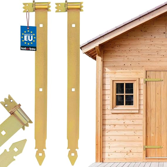 KOTARBAU® Set (2 PCS) Exterior Shutter/Door Strap Hinge 600 mm (23.62 in) Wooden Gate Door Hinges Shutter Hinges Galvanised Yellow
