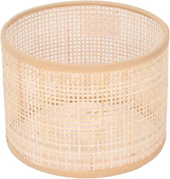 FOTABPYTI Rattan Lampshade, Woven Lampshade Replacement Square Mesh Shape for E27 E14 Table Lamp