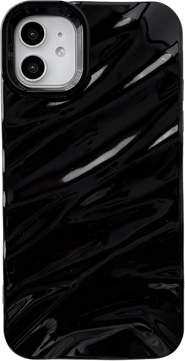 Caseative for iPhone 11 Case,Water Ripple Pattern Curly Wave Shape Soft Phone Case Black