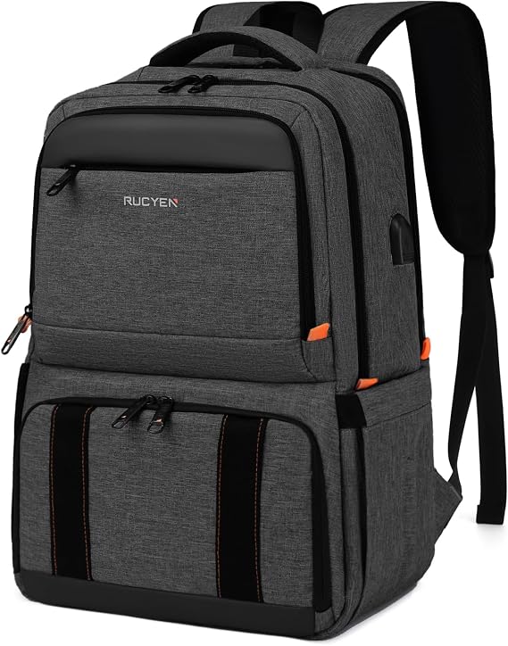 RUCYEN Lunch Backpack, Insulated Cooler Backpack Lunch Box for Men Women, 15.6 Inches RFID Blocking Laptop Backpack with USB Port Lunch Bag for Work Travel Black
