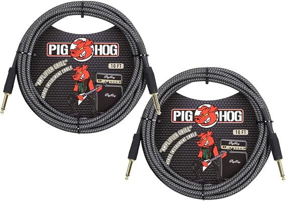 2 Pack Pig Hog Instrument Cable Amp Grill 1/4' to 1/4' 10 ft., PCH10AG