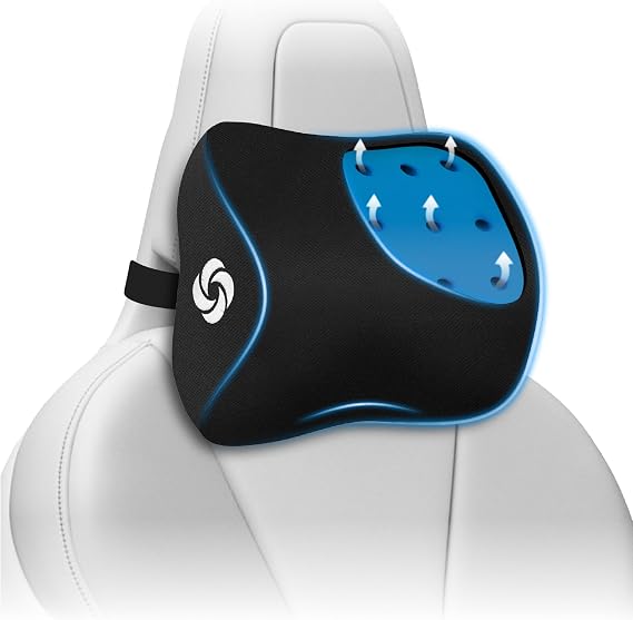 Samsonite, Large Size Car Neck Pillow for Driving, Infused Gel Memory Foam Cushion, Cooling Car Support Headrest for Road Trips, Fits Cars, SUV's, Trucks, and Desk Chairs, Black