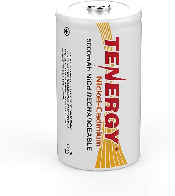 Tenergy D 5000mAh NiCd Button Top Rechargeable Battery