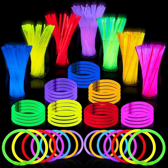 JOYIN 144 Pcs 8" Glow sticks Bulk Party Pack, Neon Glow in the Dark Party Supplies, Light Up Necklaces and Bracelets with Connectors for Halloween, Football, Birthday Decorations