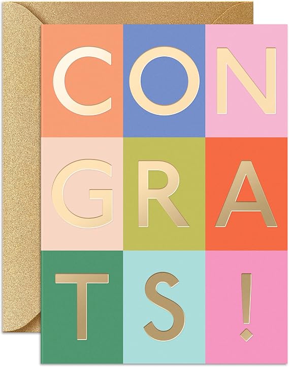 Sweetzer & Orange Congratulations Card with Gold Foil 5x7 Premium Greeting Card with Envelope & Seal Thick Cardstock Elegant Design for Promotion, Wedding, Retirement & Any Special Celebrations