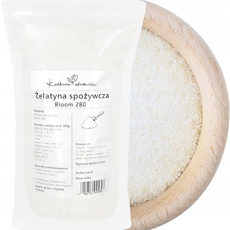 Gelatin Powder 280 Bloom - High Quality Gelatin for Cooking & Baking 500g - High Protein Content for Bones & Joints KUCHNIA ZDROWIA
