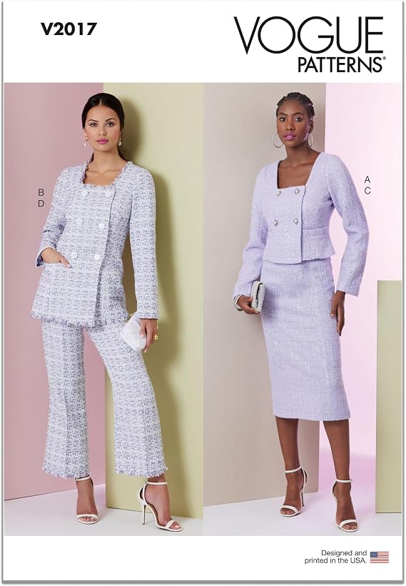 Vogue V2017Y5 Misses' Close-Fitting Lined Jacket, Fitted Pencil Skirt and Semi-Fitted High-Rise Pants Sewing Pattern Packet, Design Code V2017 Sizes 18-20-22-24-26 Multicolor