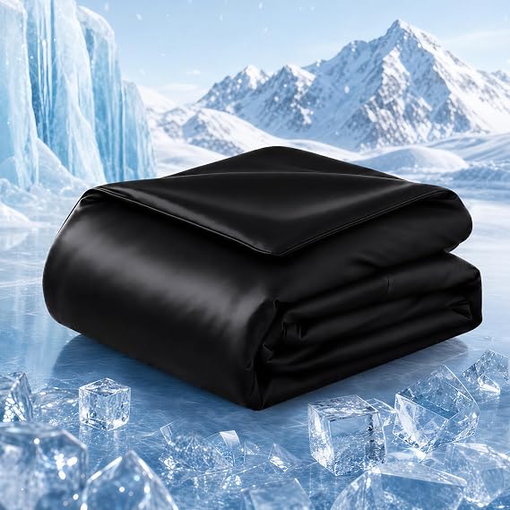 CHOSHOME Cooling Comforter Cooling Blanket, Q-Max 0.45 Cool Sleeping Summer Blanket for Hot Sleeper Night Sweats, Twin 60" x 80", Black 03