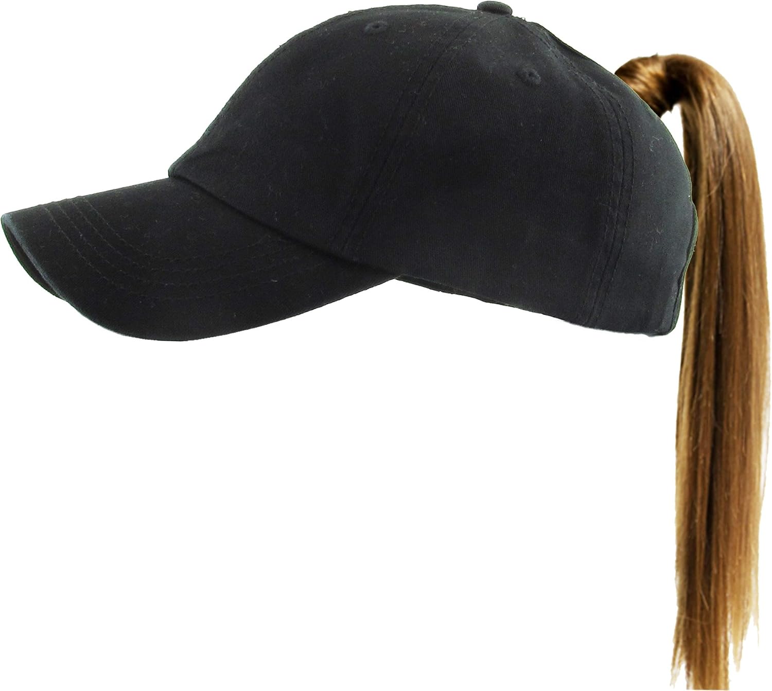 Pony001 Blk Ponytail Messy High Bun Headwear Adjustable Cotton Trucker Mesh Hat Baseball Cap