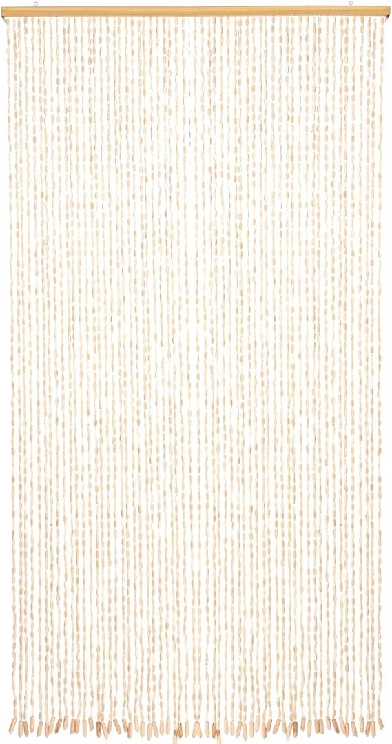 Gugxiom Bamboo Beaded Door Curtain, 90x200cm Beaded Curtain, 52 Strands Retro Bamboo Curtains for Doorways Room Partition (Bamboo color)