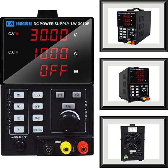 DC Power Supply Variable, Programmal Control 30V 10A Adjustable Switching Regulated DC Bench Power Supply with 4-Digits LED Power Display 5V/2A USB Output, (4sets 30V 10A)