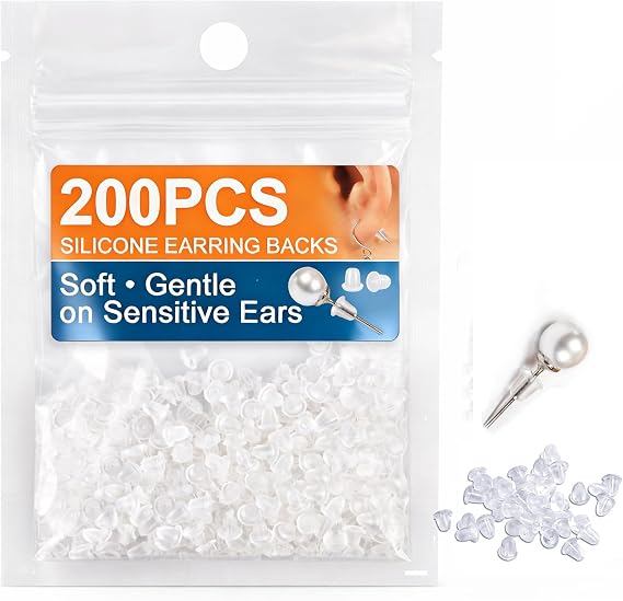 200PCS Small Silicone Earring Backs 3.8mm | Soft & Invisible Clear Rubber Earring Back Replacement for Studs, Hoops & Hooks