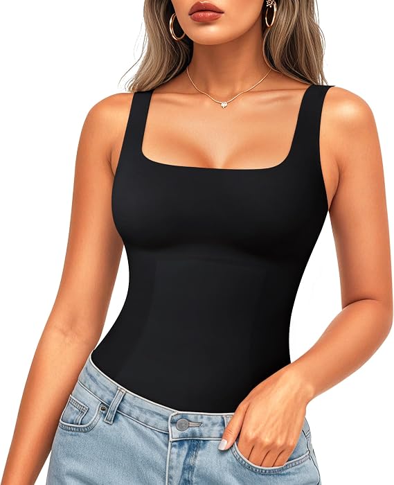 LODAY Compression Tank Tops for Women Shapewear Tummy Control Square Neck
