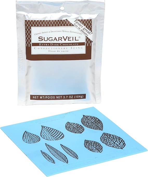 SugarVeil Leaf Topper Mat with Chocolate SugarVeil Icing