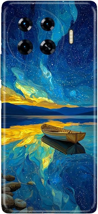 Tecno Spark 20 Pro Plus ile Uyumlu Silikon Kılıf, Gölde Bir Akşam Temalı Desenli, Darbe Emici