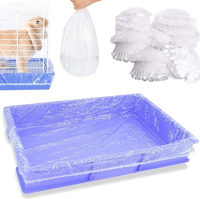 50 pcs Disposable Cage Liners, Clear Plastic Rabbit Cage Liner Bag, Universal Toilet Film for Bunny, Hamster, Totoro, Hedgehog, Guinea Pig and Small Animals