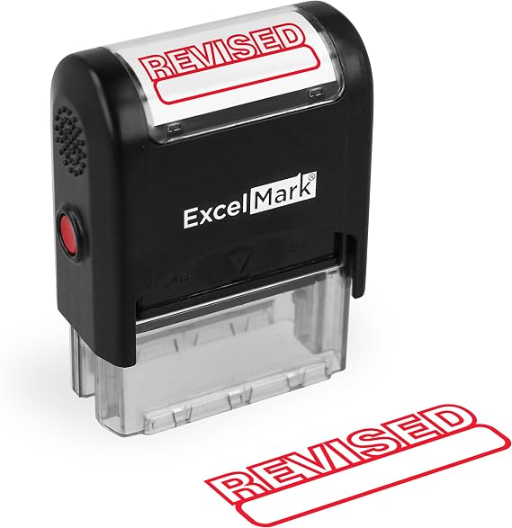 ExcelMark Revised Self Inking Rubber Stamp - Red Ink
