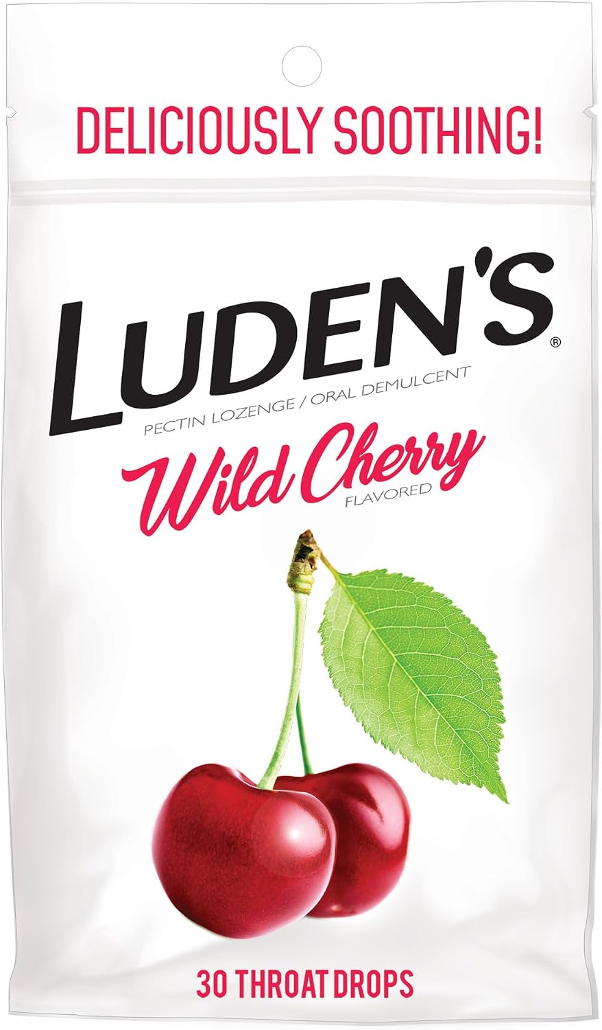 Ludens Wild Cherry Throat Drops | Deliciously Soothing | 30 Drops | 1 Bag